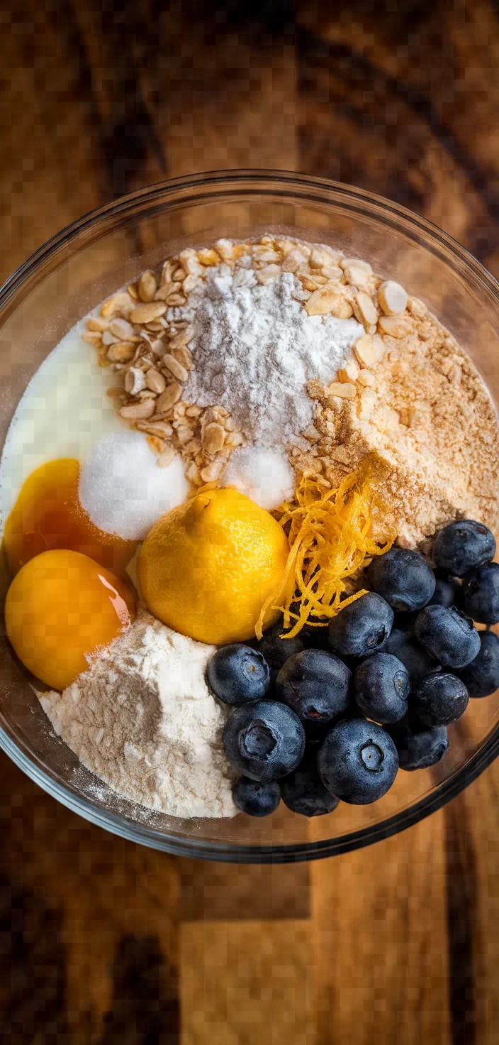 Ingredients photo for Blueberry Lemon Cornmeal Muffins Recipe