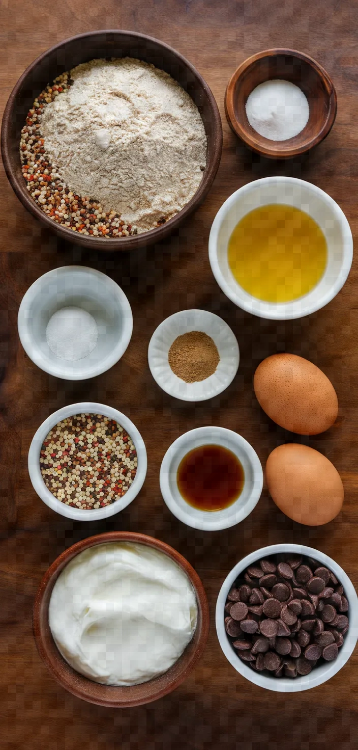 Ingredients photo for Chocolate Chip Quinoa Snack Cake Recipe