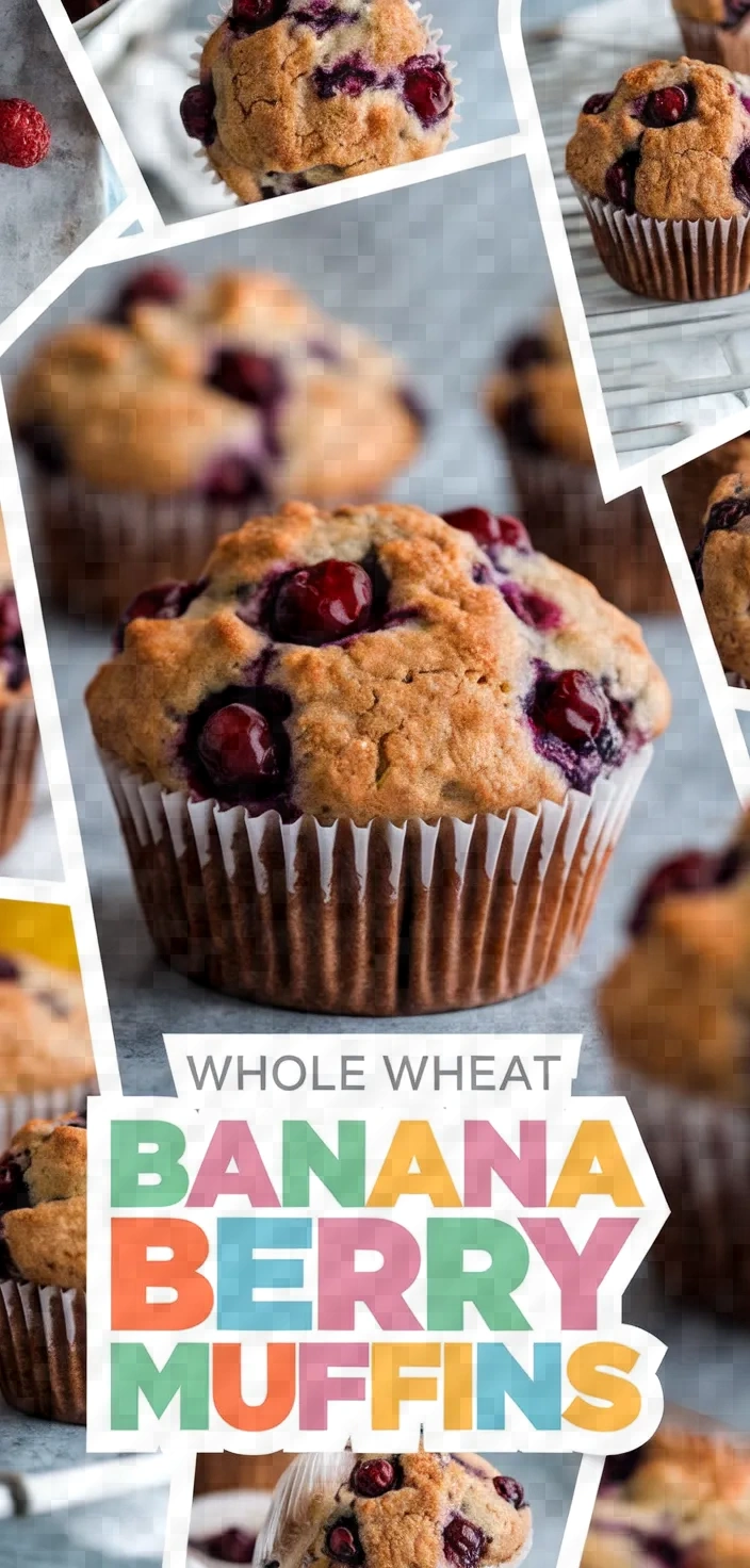 A photo of Whole Wheat Banana Berry Muffins Recipe