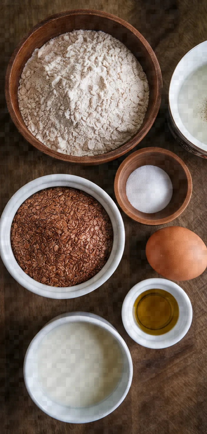 Ingredients photo for Healthy Whole Wheat Flax Pancakes Recipe