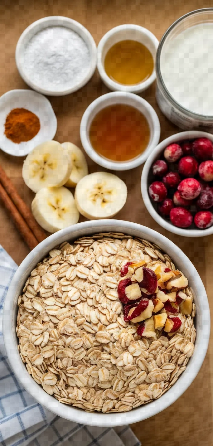 Ingredients photo for Baked Oatmeal Muffins Cranberries Recipe