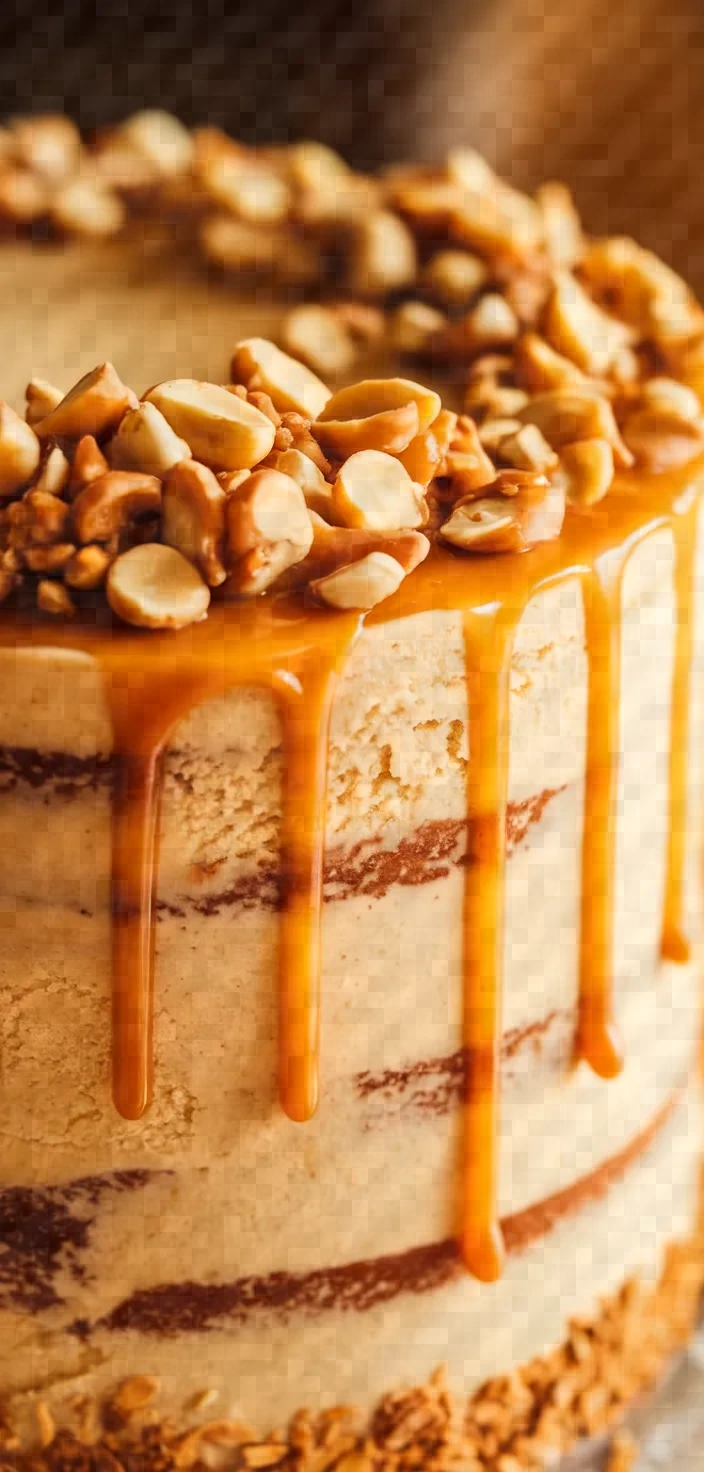 Photo of Caramel Peanut Vegan Ice Cream Cake Recipe