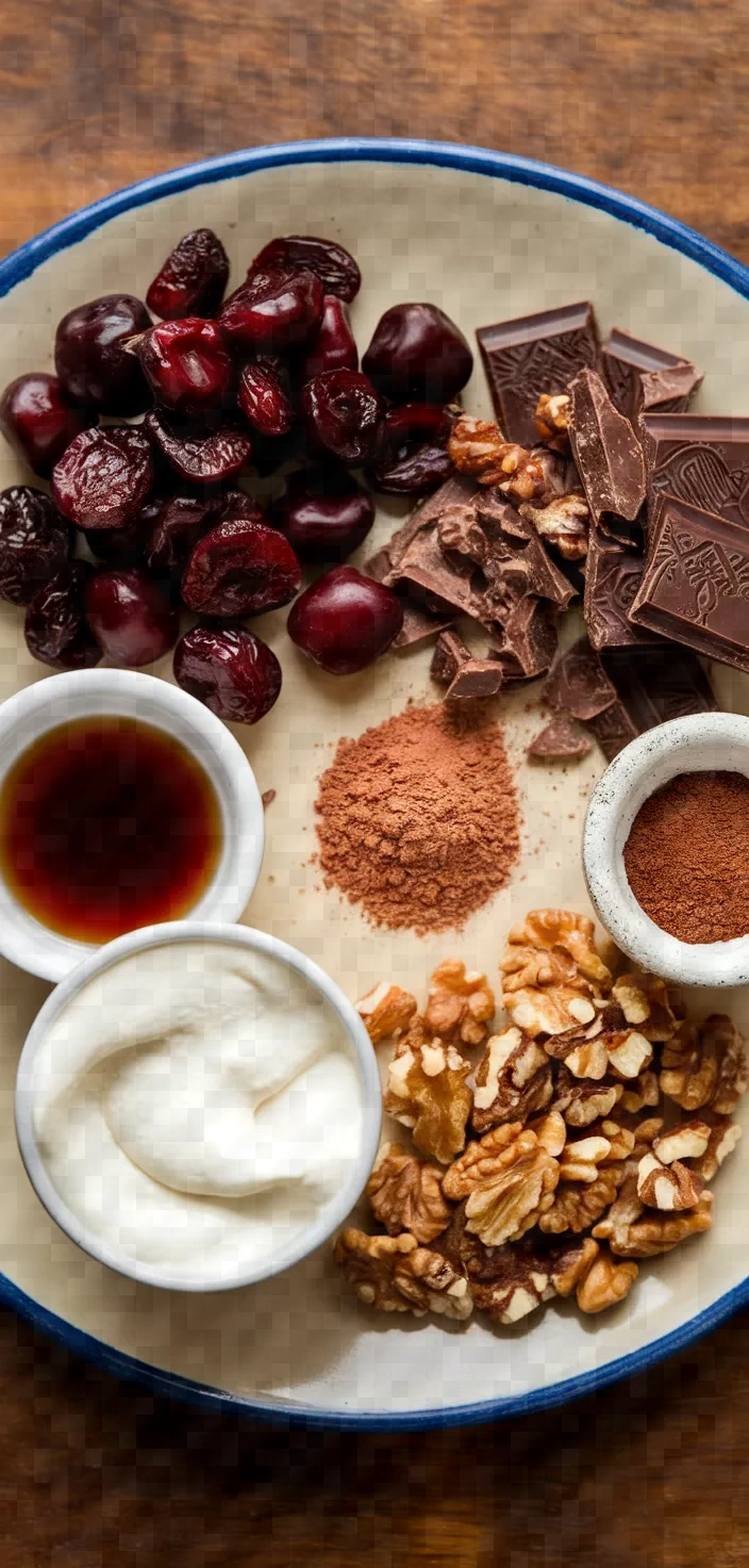 Ingredients photo for Cherry Chocolate Walnut Truffles Recipe
