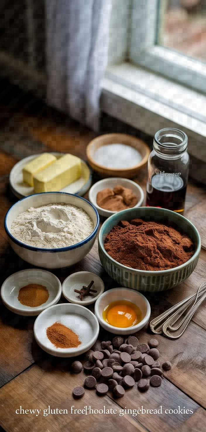 Ingredients photo for Chewy Gluten Free Chocolate Gingerbread Cookies Recipe