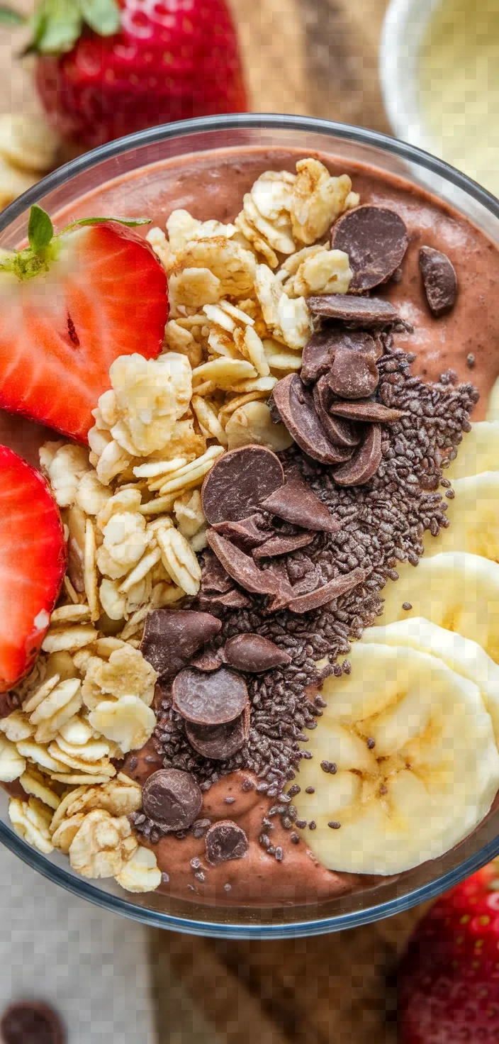 Ingredients photo for Chocolate Covered Strawberry Smoothie Bowl Recipe