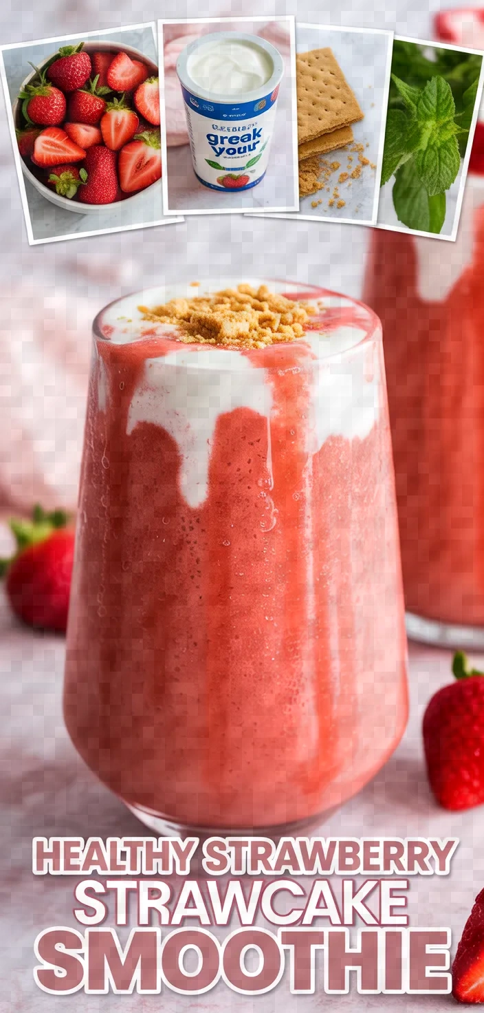 A photo of Healthy Strawberry Shortcake Smoothie Recipe
