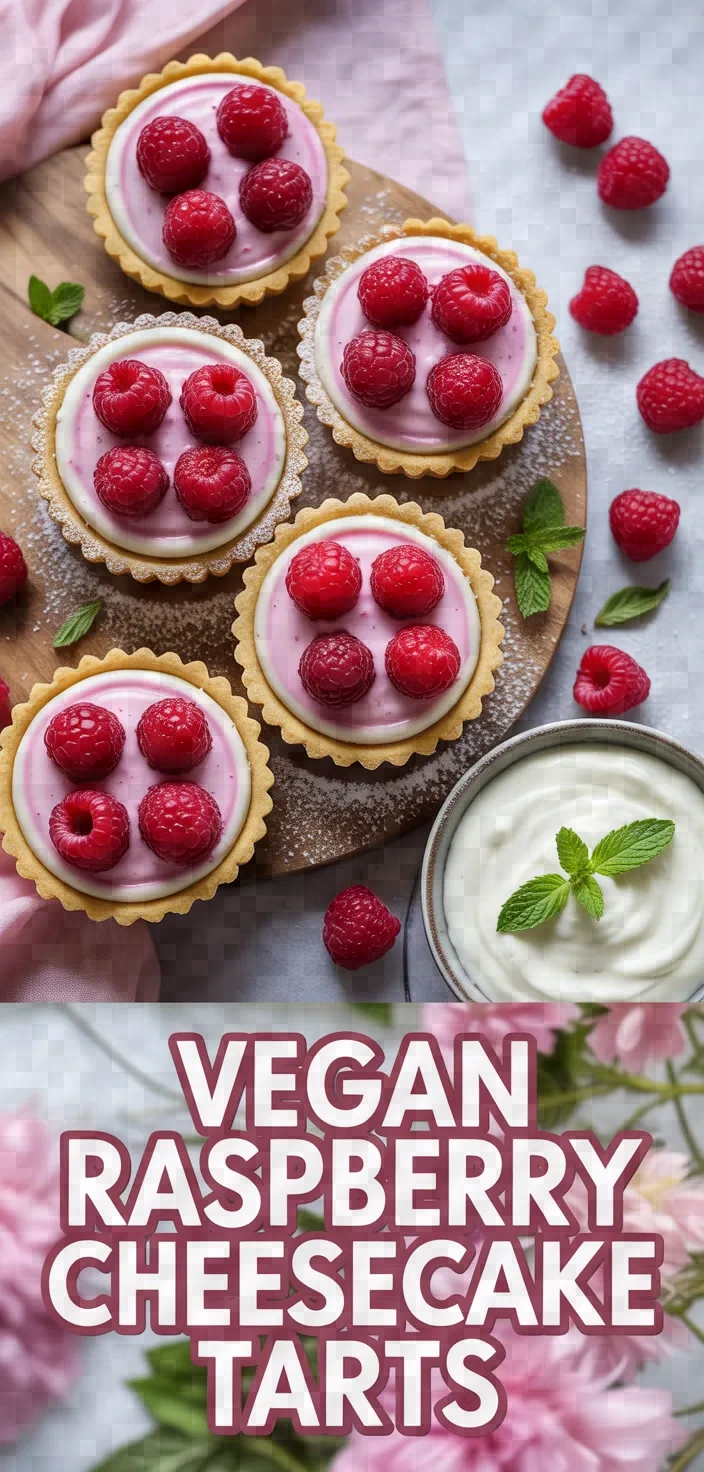 A photo of No Bake Vegan Raspberry Cheesecake Tarts Recipe