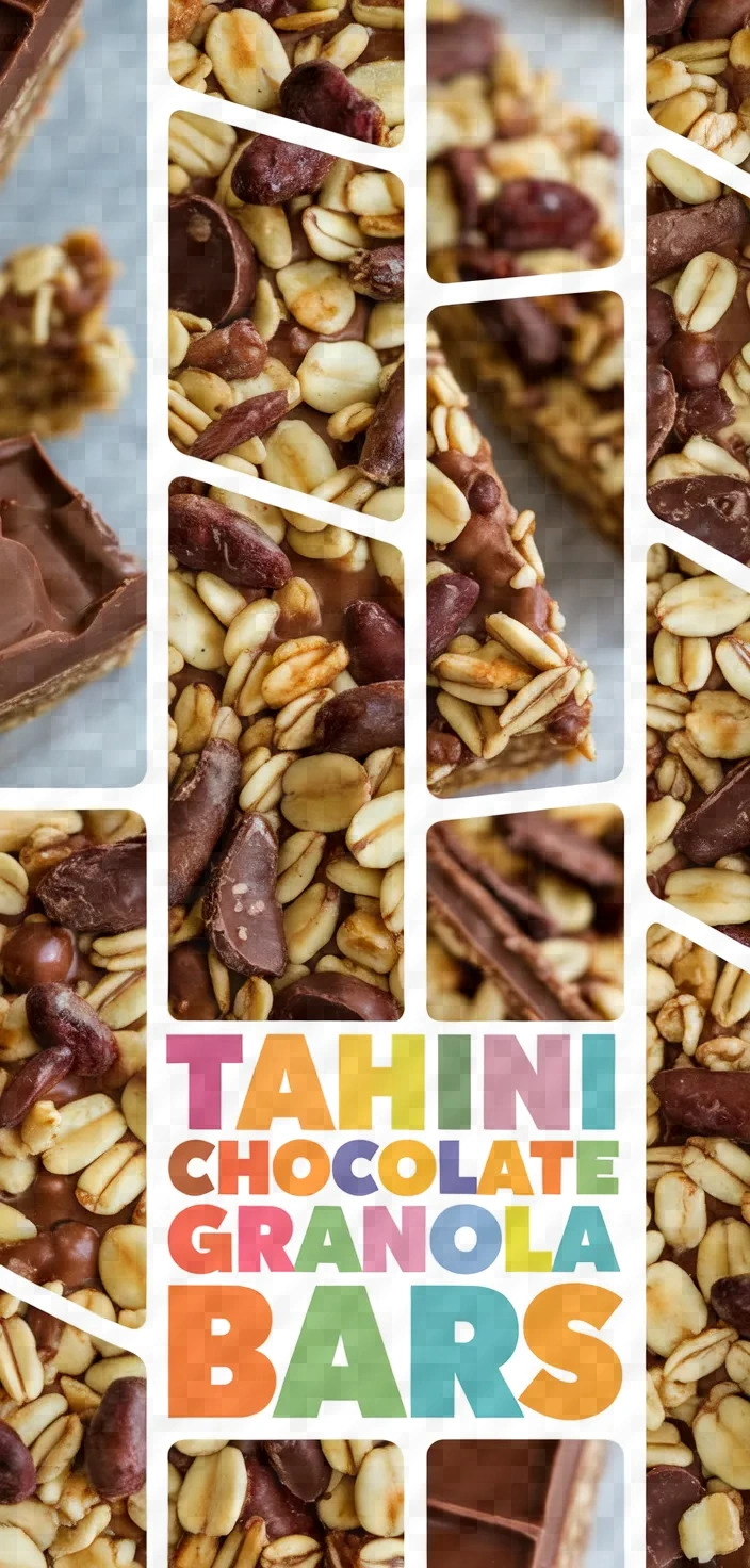 A photo of Tahini Dark Chocolate Vegan Granola Bars Recipe