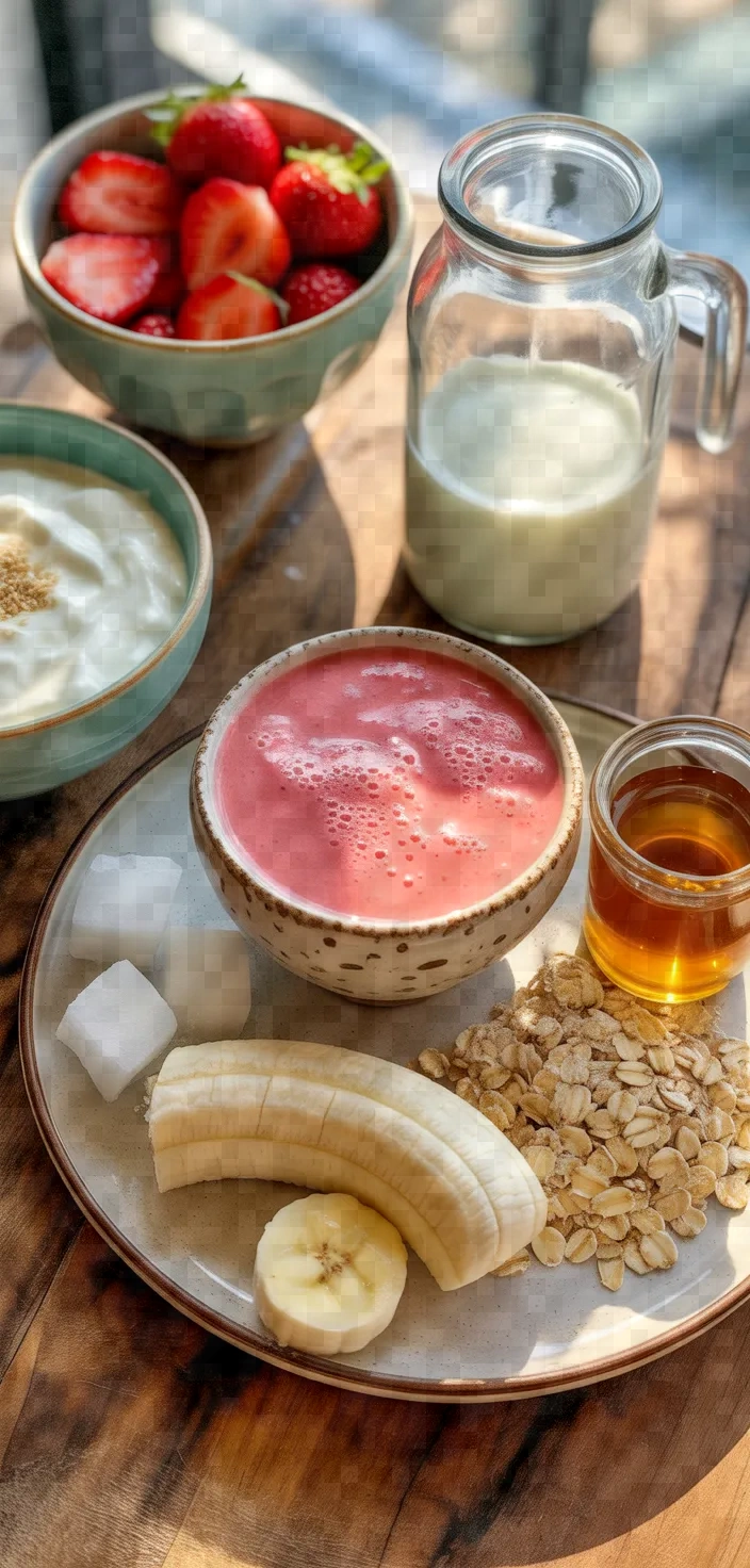 Ingredients photo for Healthy Strawberry Shortcake Smoothie Recipe
