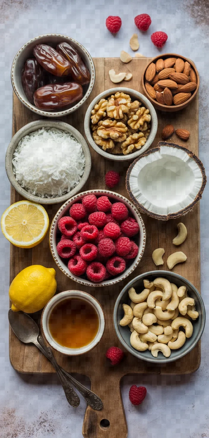 Ingredients photo for No Bake Vegan Raspberry Cheesecake Tarts Recipe