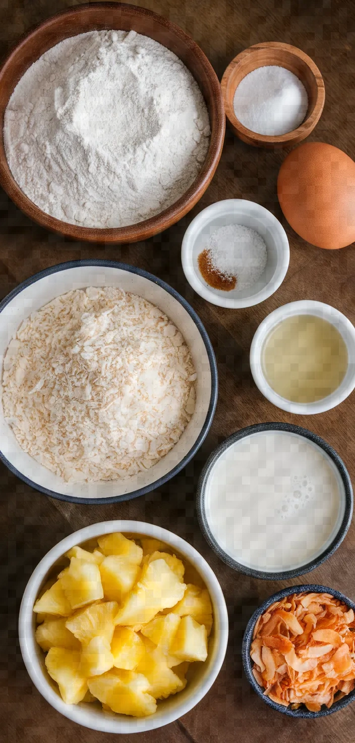 Ingredients photo for Pineapple Coconut Muffins Recipe