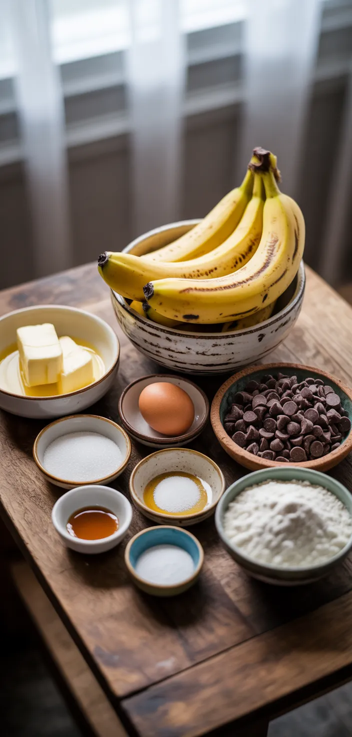 Ingredients photo for Chocolate Chip Banana Bread Recipe