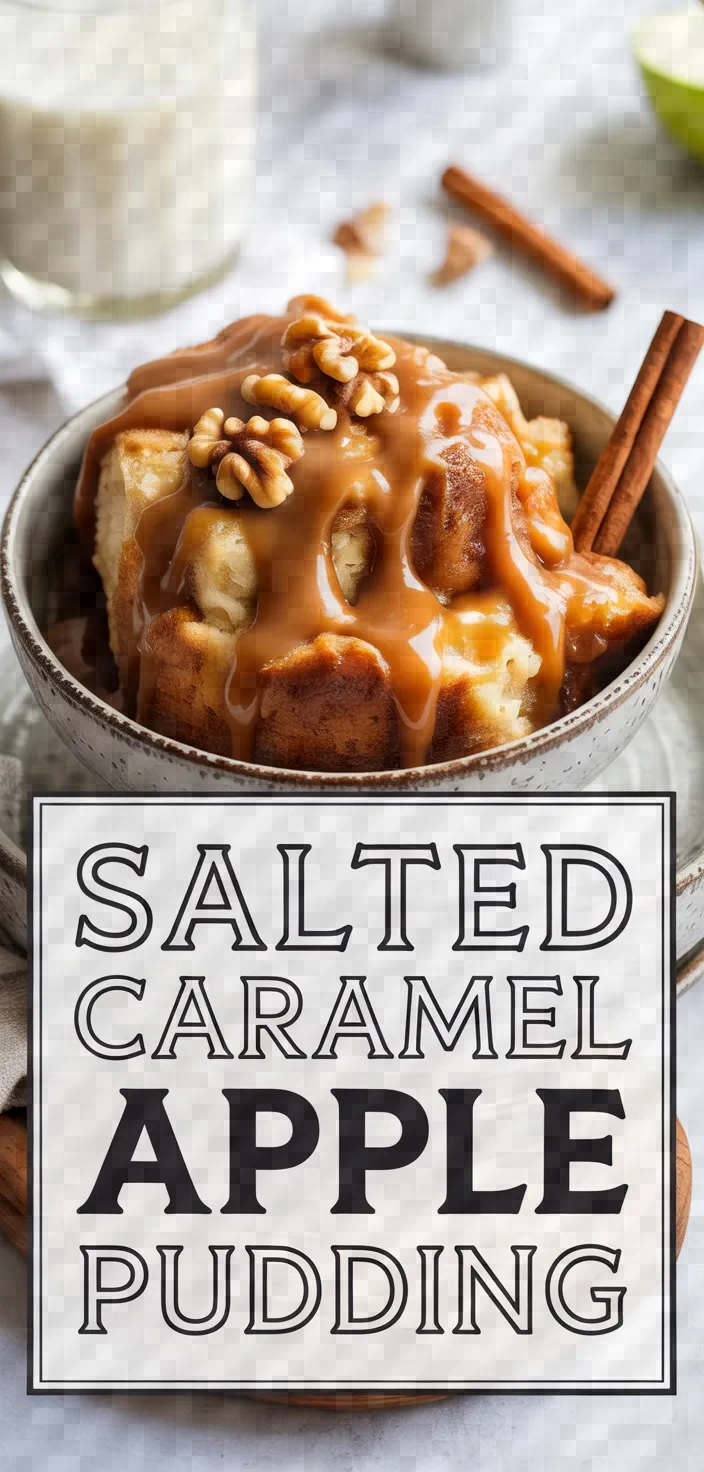 A photo of Apple Cinnamon Bread Pudding With Salted Caramel Sauce Recipe