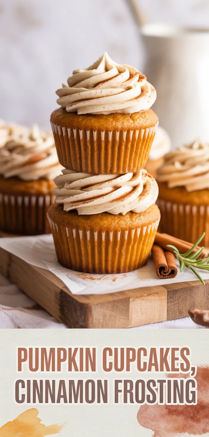 A photo of Pumpkin Cupcakes With Cinnamon Cream Cheese Frosting Recipe