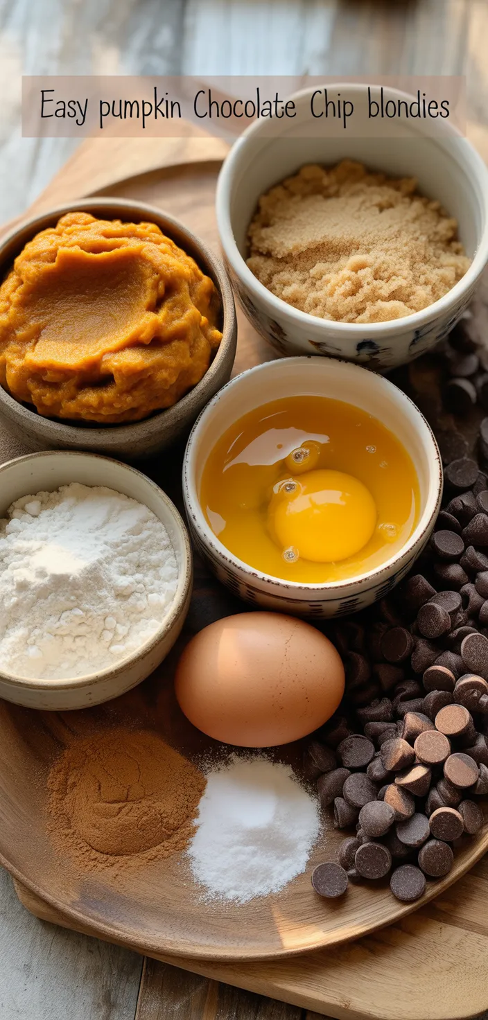 Ingredients photo for EASY Pumpkin Chocolate Chip Blondies Recipe
