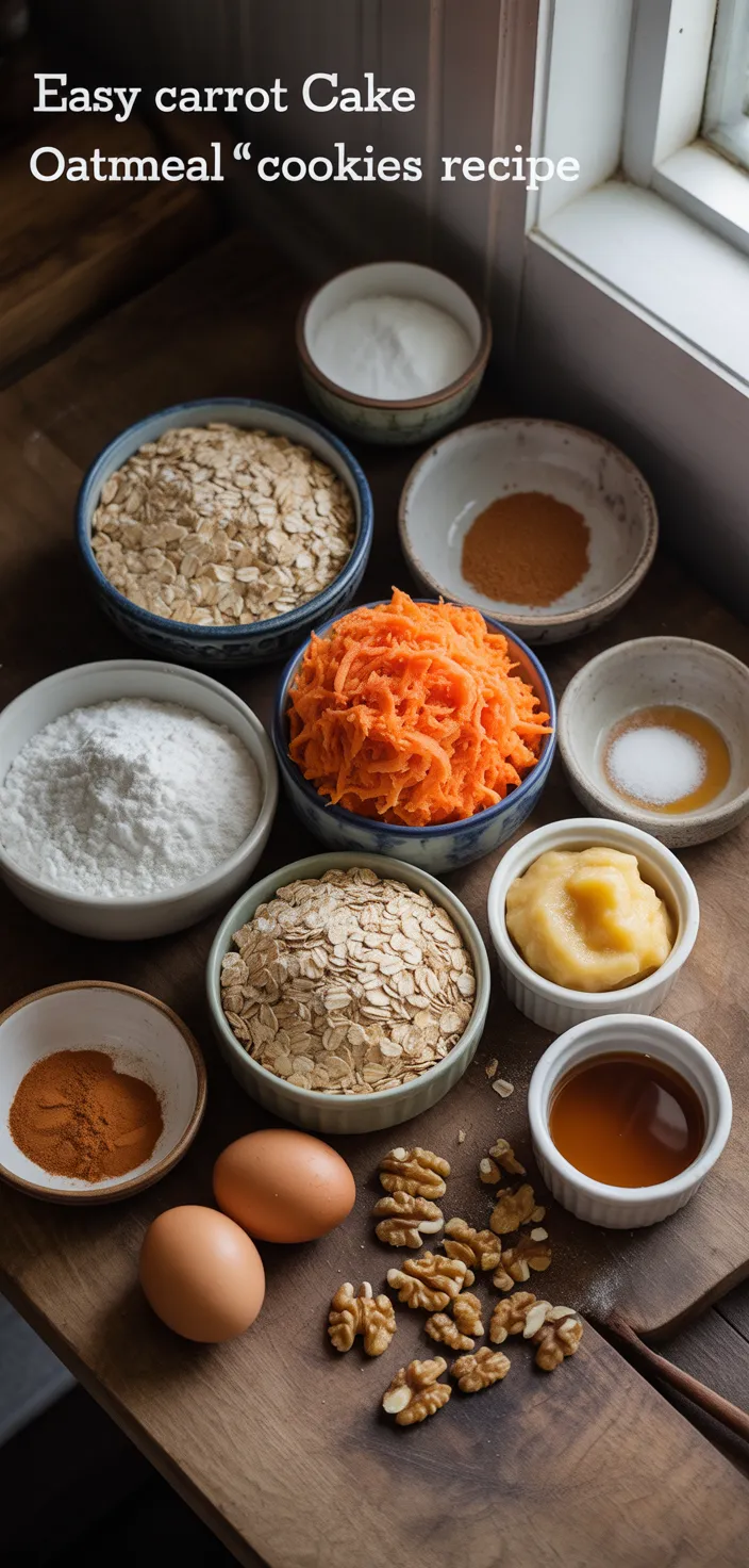 Ingredients photo for Easy Carrot Cake Oatmeal Cookies Recipe