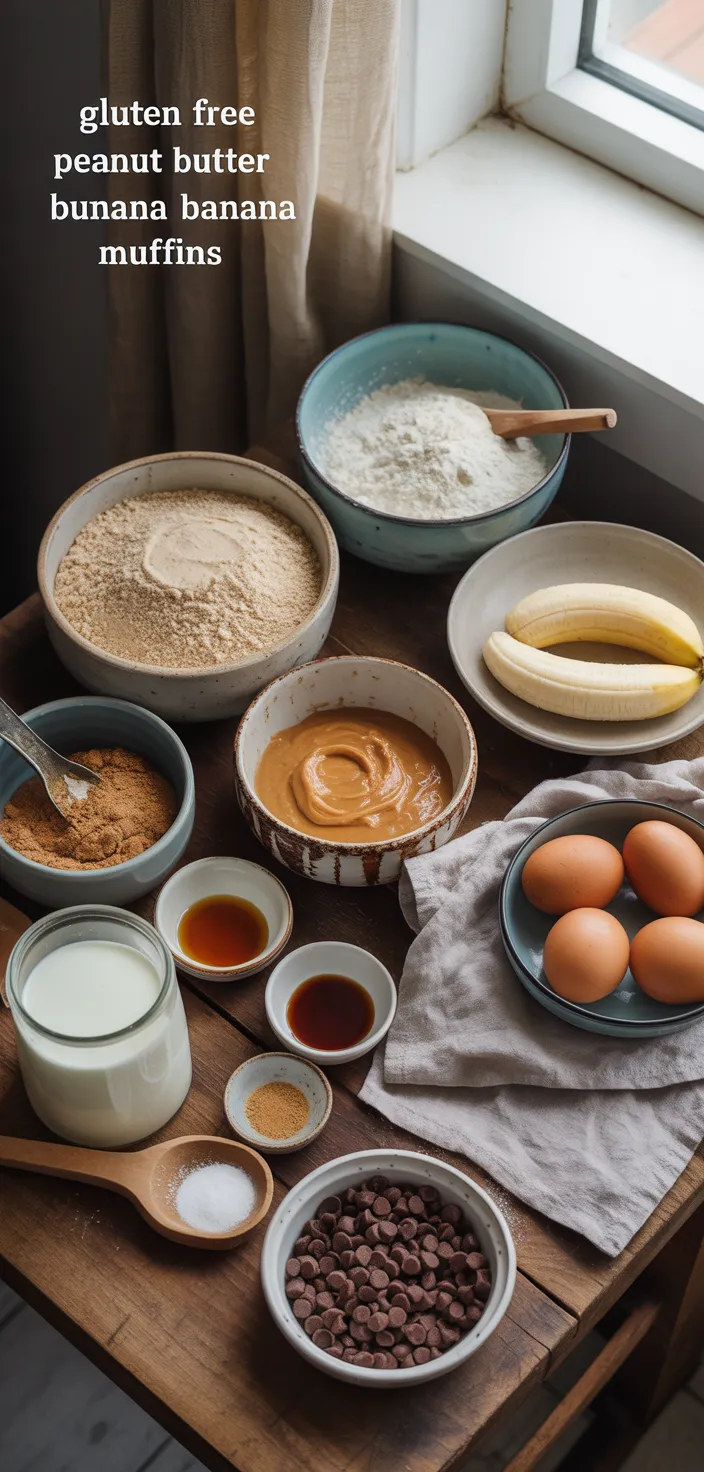 Ingredients photo for Gluten Free Peanut Butter Banana Muffins Recipe
