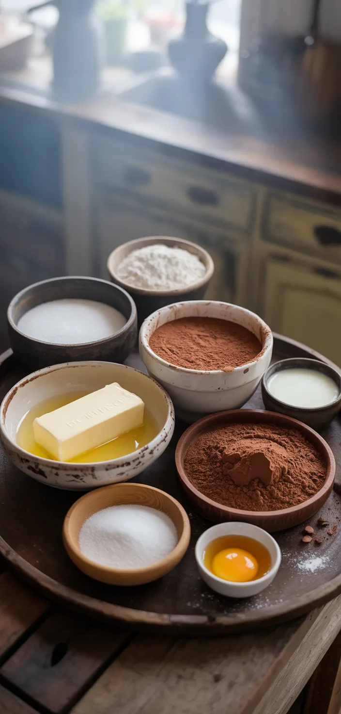 Ingredients photo for Homemade Chocolate Pudding Pie With Brownie Crust Recipe