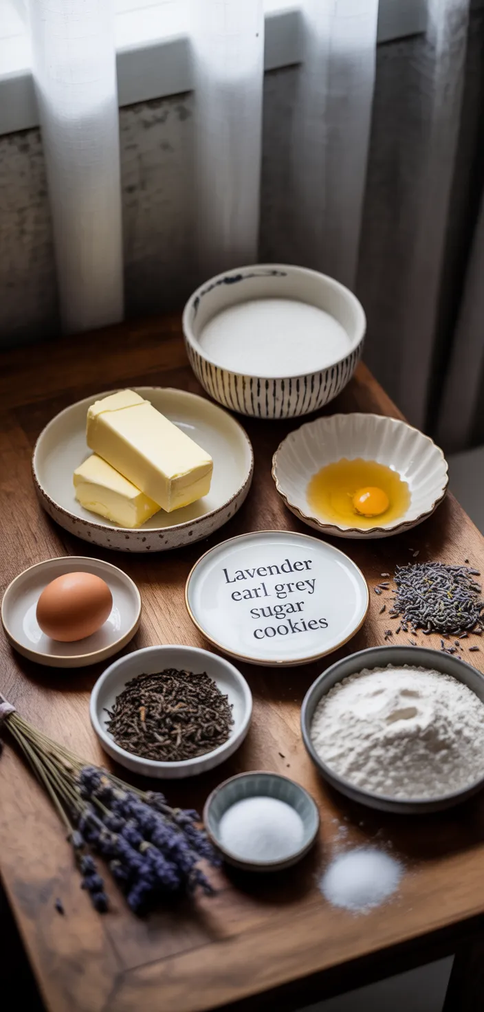 Ingredients photo for Lavender Earl Grey Sugar Cookies Recipe