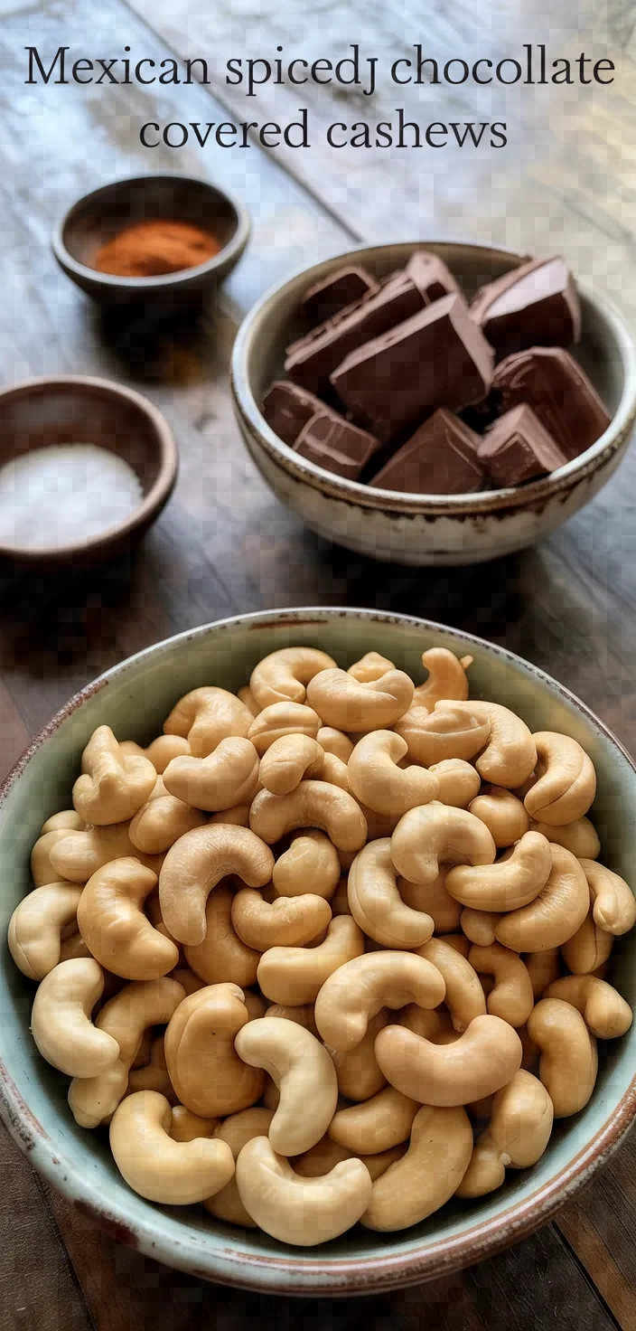 Ingredients photo for Mexican Spiced Chocolate Covered Cashews Recipe