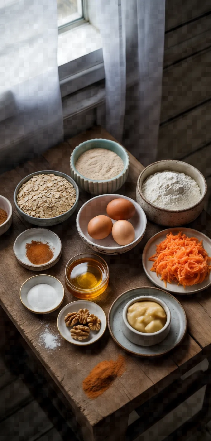 Ingredients photo for Spiced Carrot Oat Muffins Recipe