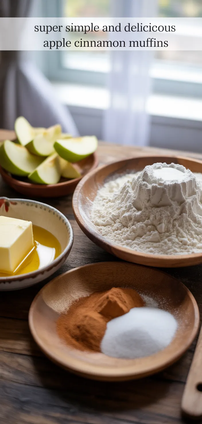 Ingredients photo for Super Simple And Delicious Apple Cinnamon Muffins Recipe