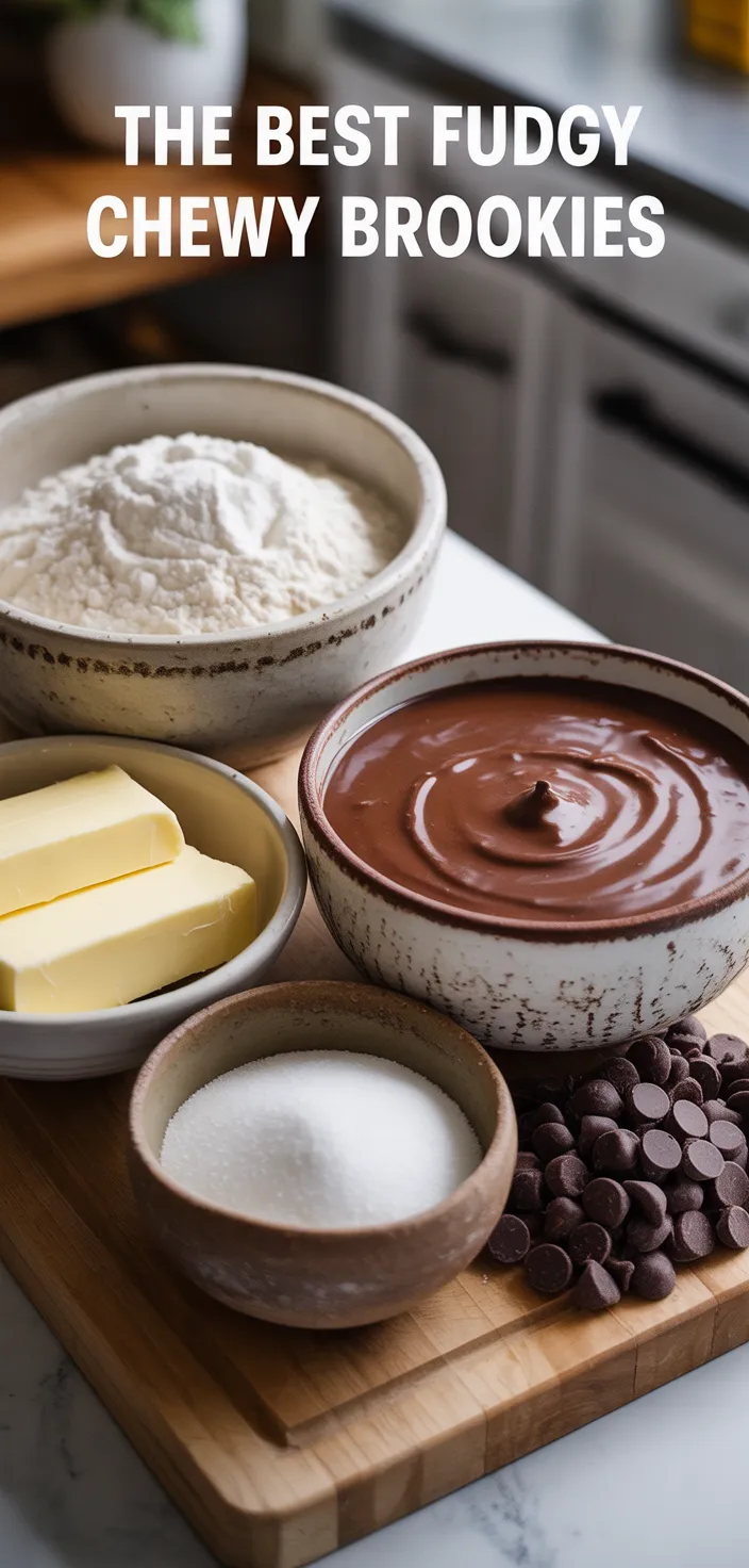 Ingredients photo for The Best Fudgy Chewy Browkies (Brookies) Recipe