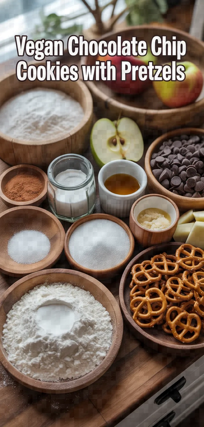 Ingredients photo for Vegan Chocolate Chip Cookies With Pretzels Recipe