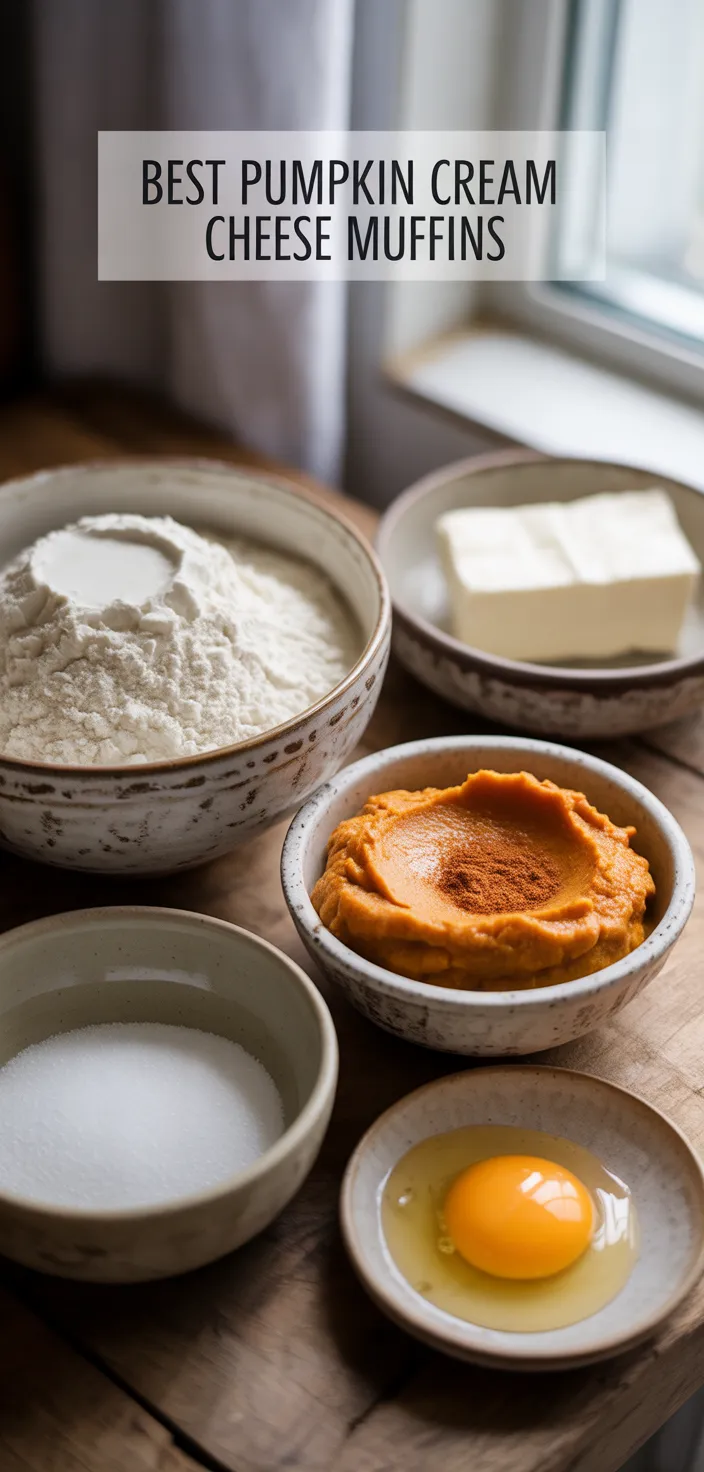 Ingredients photo for Best Pumpkin Cream Cheese Muffins Recipe