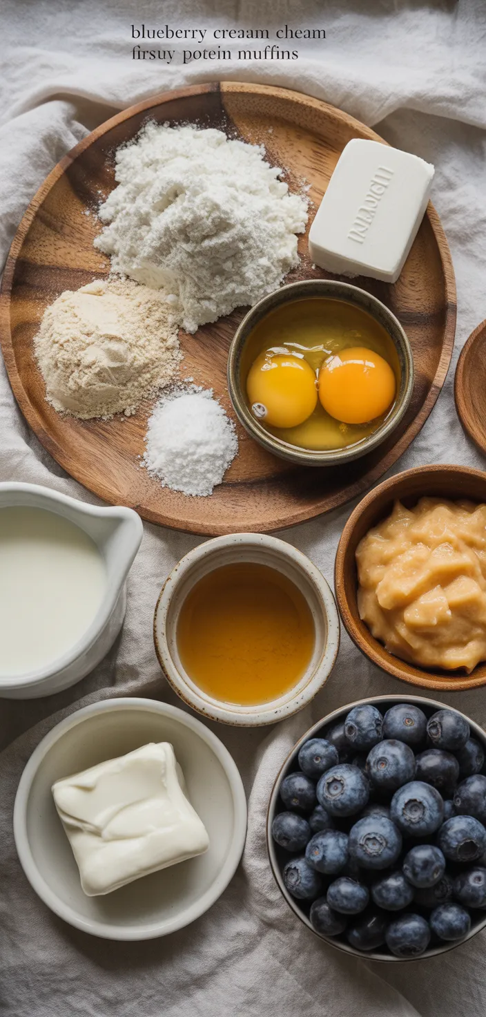 Ingredients photo for Blueberry Cream Cheese Protein Muffins Recipe