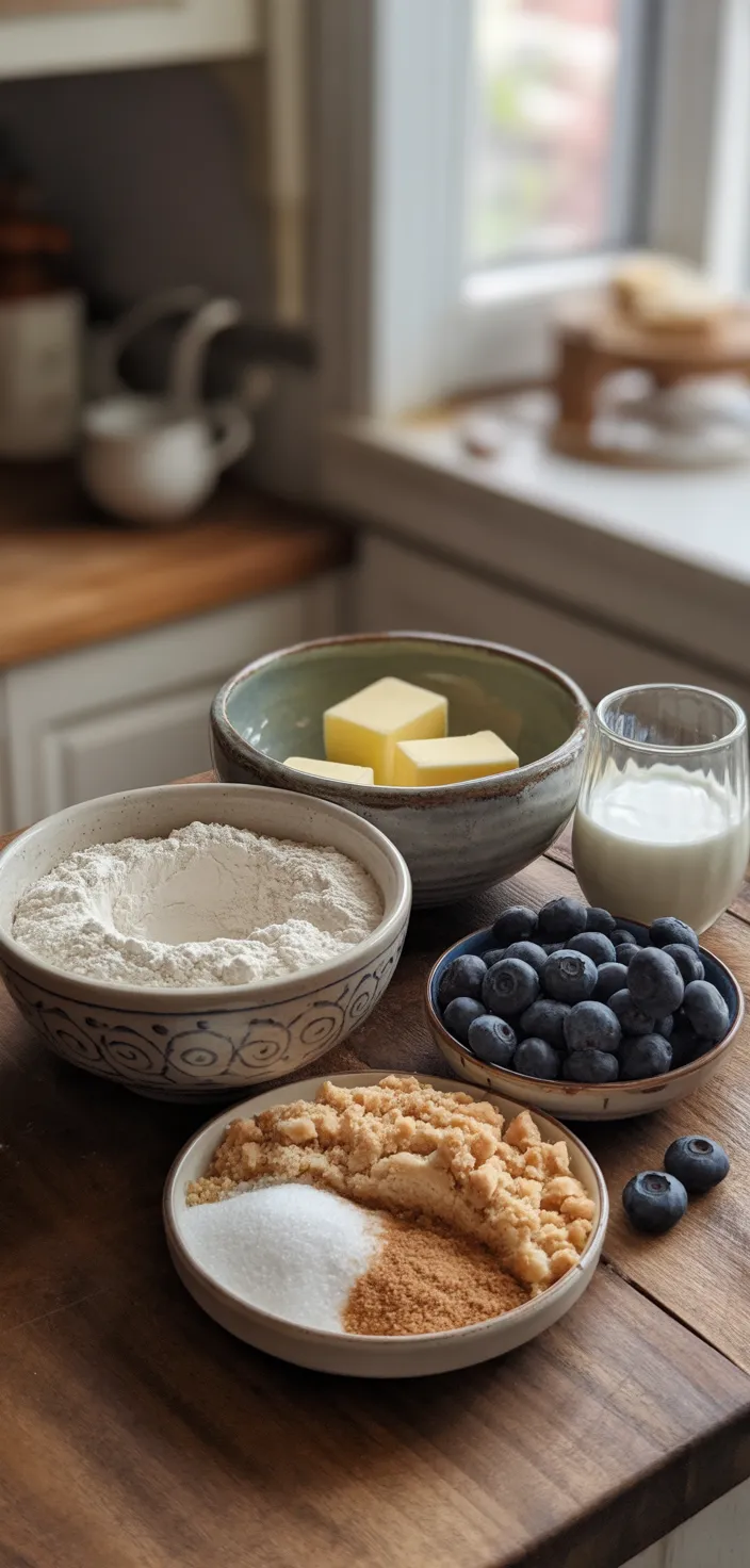 Ingredients photo for Blueberry Muffin Cookies With Streusel Topping Recipe