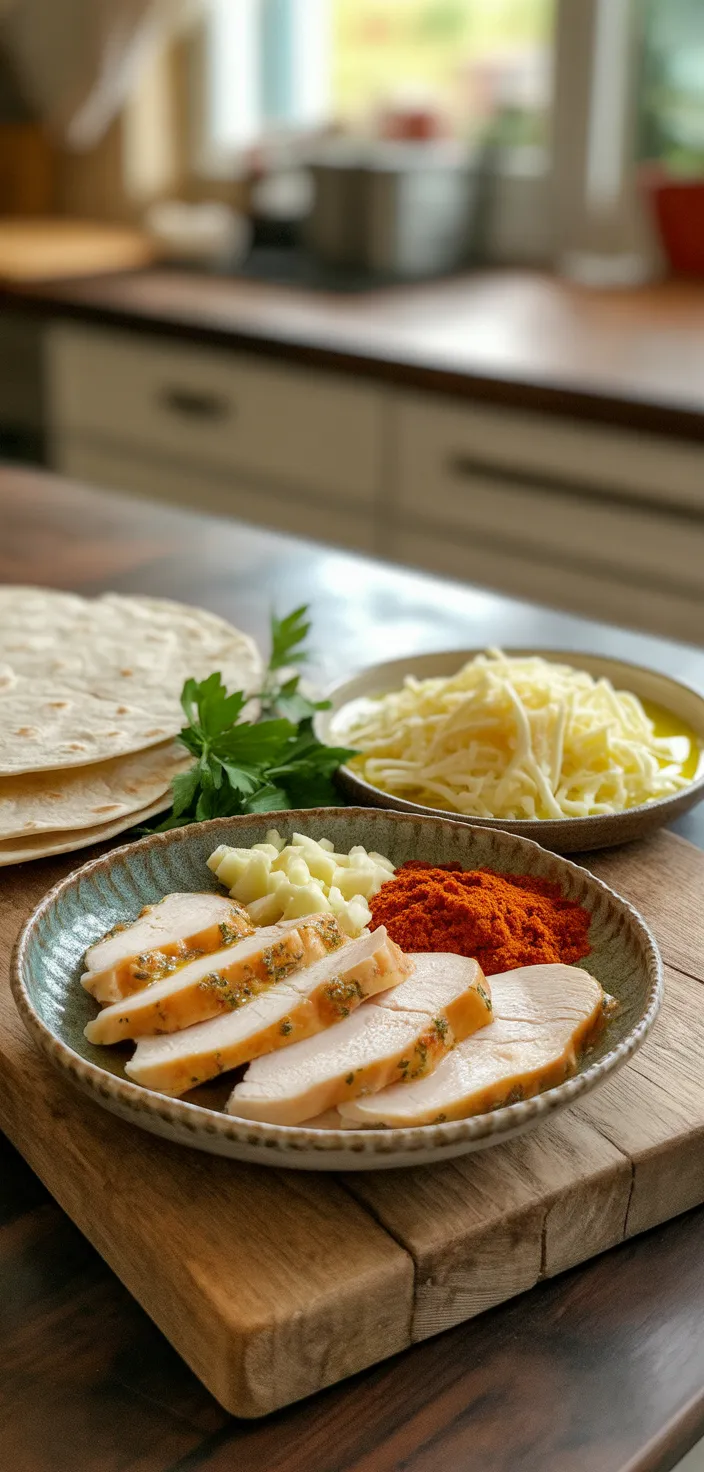 Ingredients photo for Cheesy Garlic Chicken Wraps Recipe