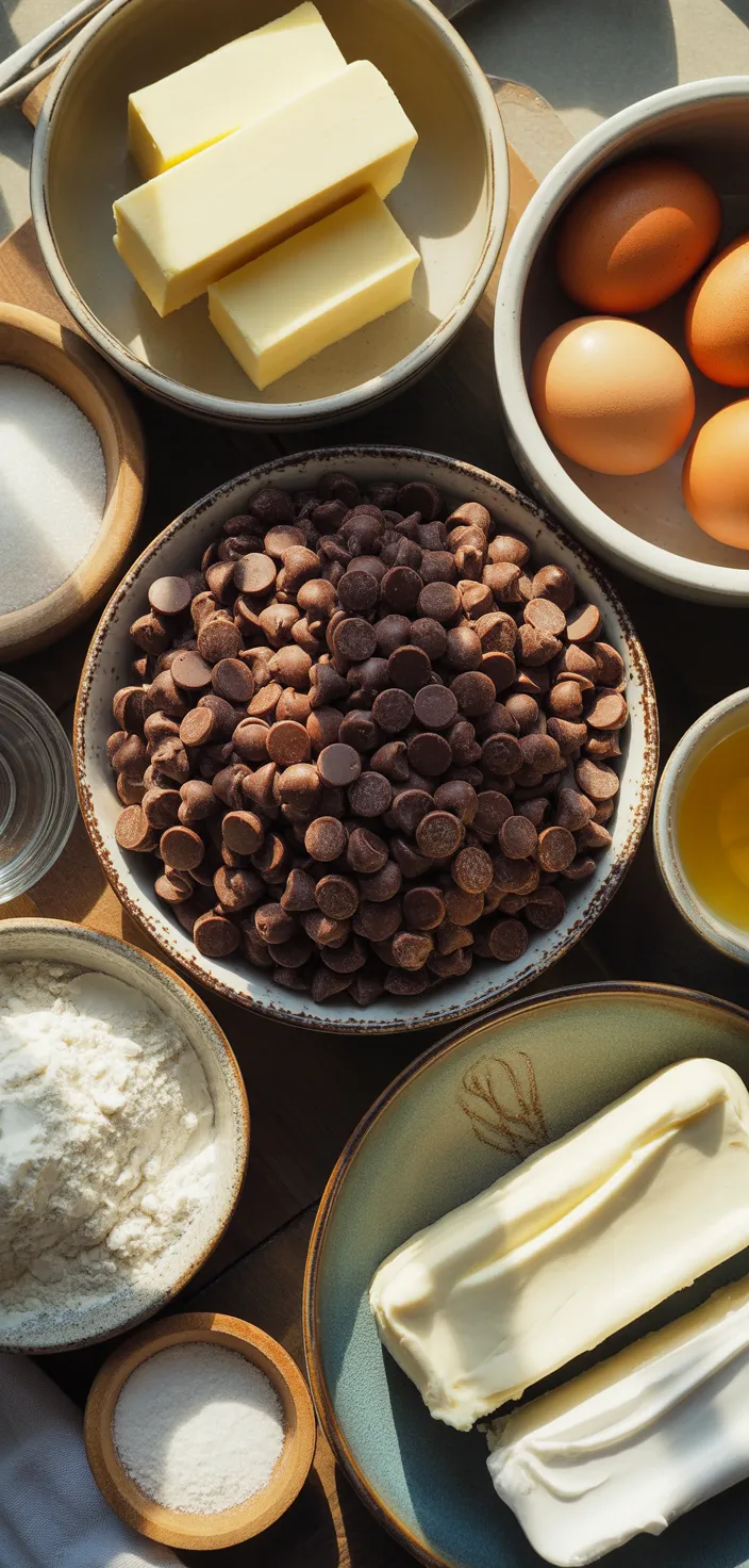 Ingredients photo for Chocolate Chip Cheesecake Cake Recipe