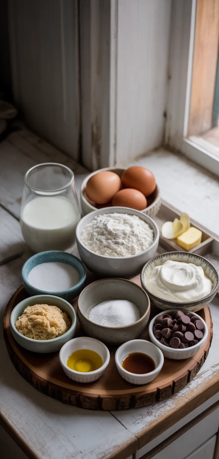 Ingredients photo for Chocolate Chip Sour Cream Muffins Recipe