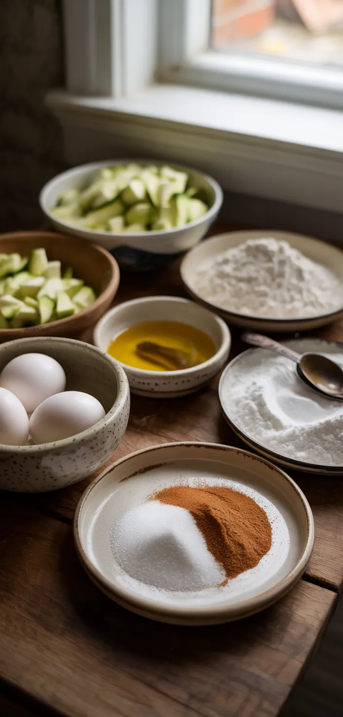 Ingredients photo for Cinnamon Sugar Zucchini Coffee Cake Recipe