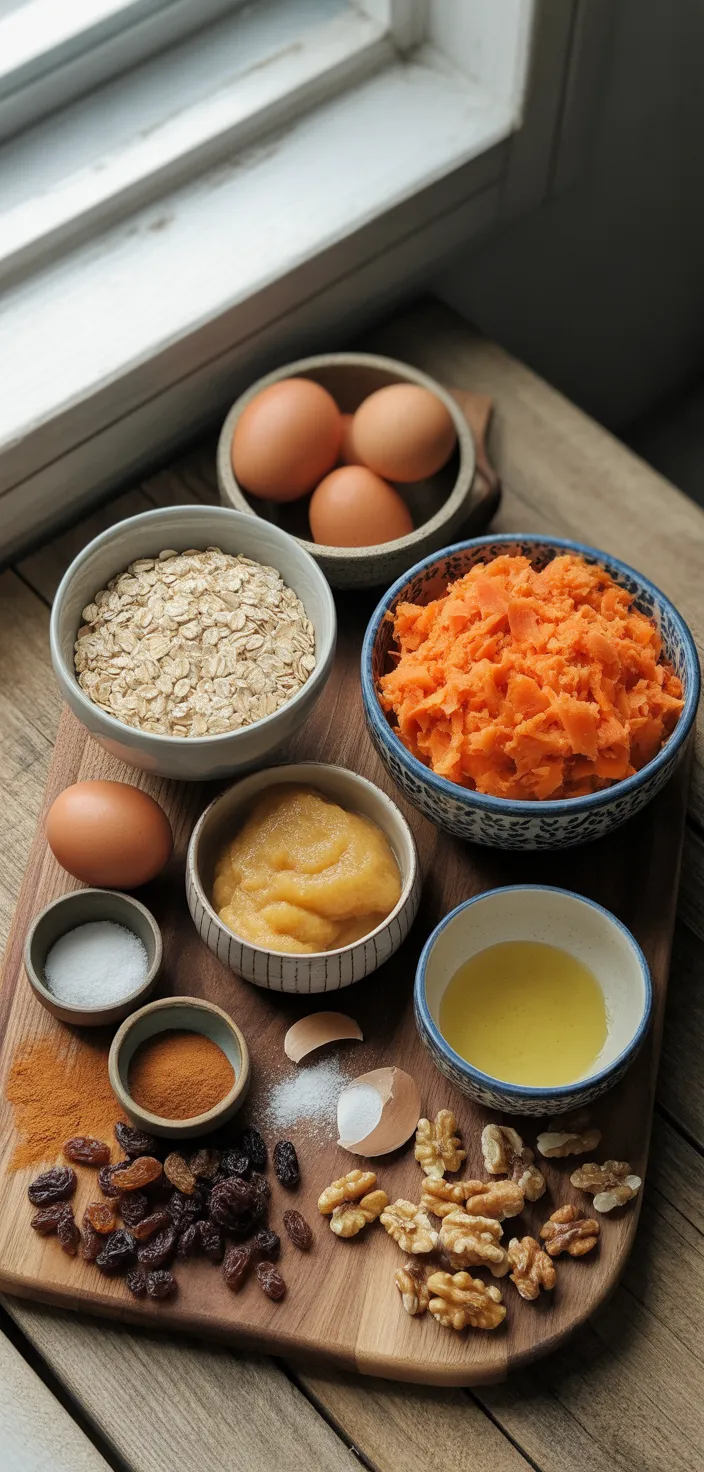 Ingredients photo for Easy Flourless Oatmeal Carrot Cake Recipe