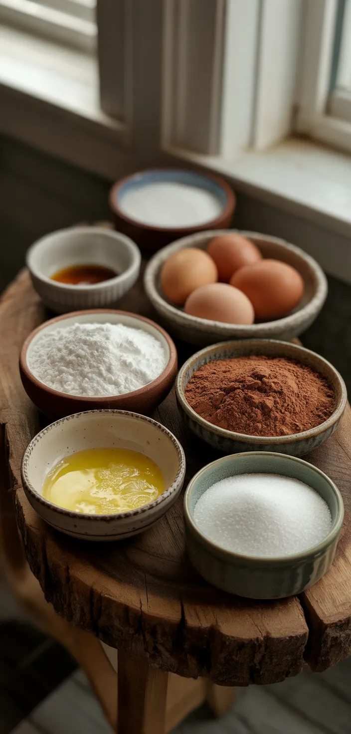 Ingredients photo for Fudgy Brownie Crinkle Cookies Recipe