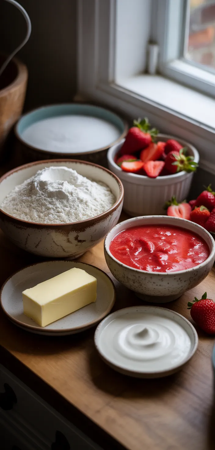 Ingredients photo for Homemade Strawberry Cupcakes Recipe