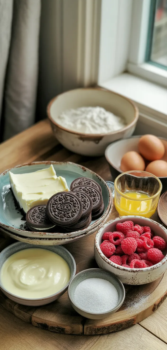 Ingredients photo for Olive Garden Copycat White Chocolate Raspberry Cheesecake Recipe