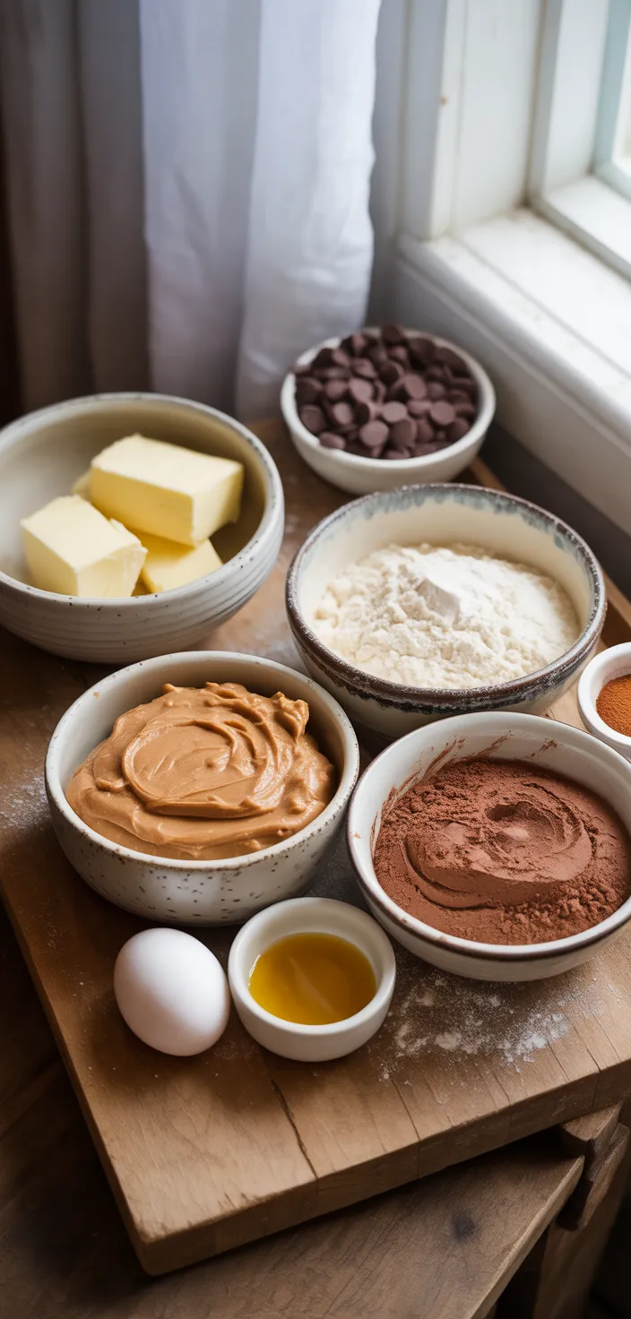Ingredients photo for Peanut Butter Brownie Swirl Cookies Recipe