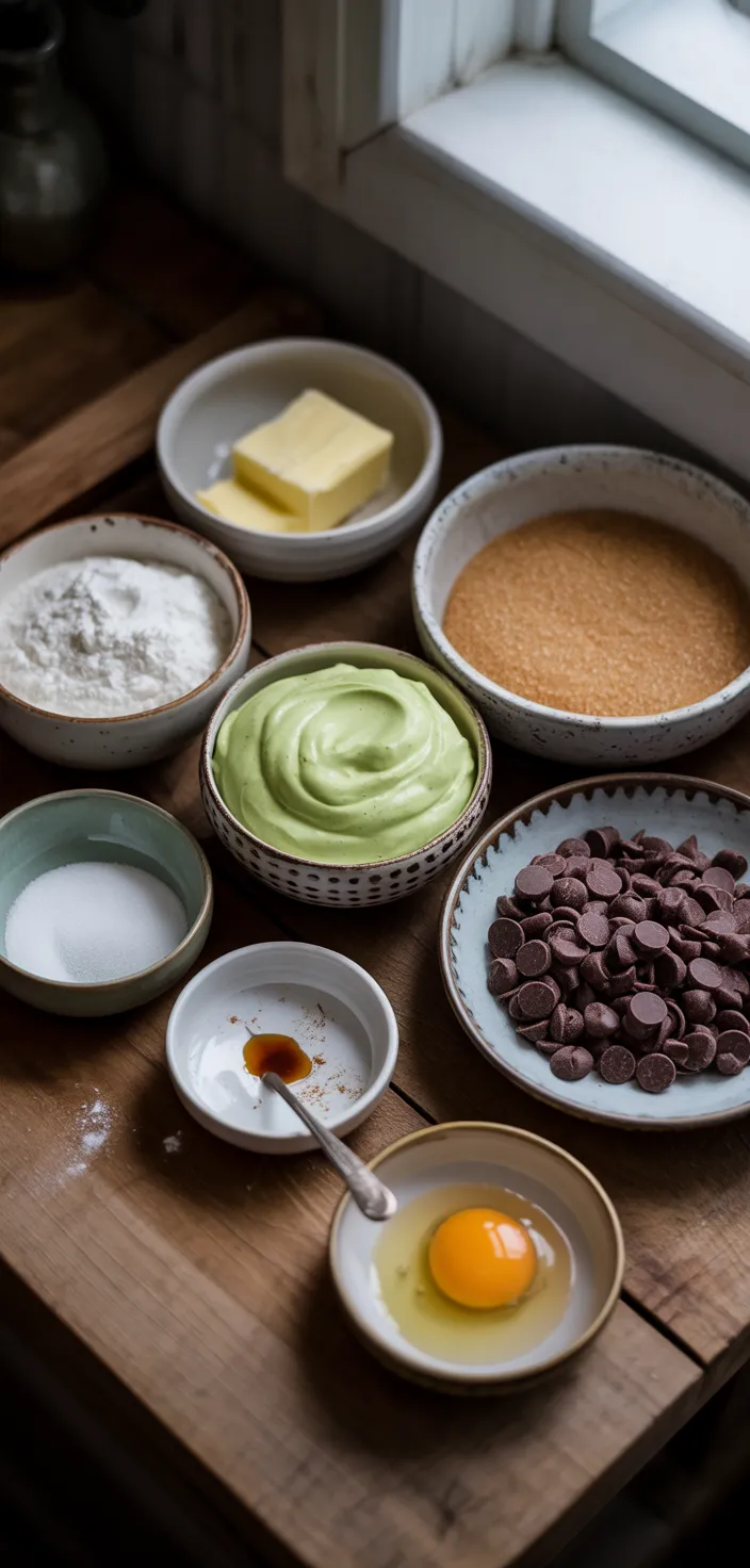 Ingredients photo for Pistachio Cream Chocolate Chip Cookies Recipe