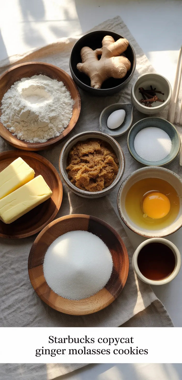Ingredients photo for Starbucks Copycat Ginger Molasses Cookies Recipe