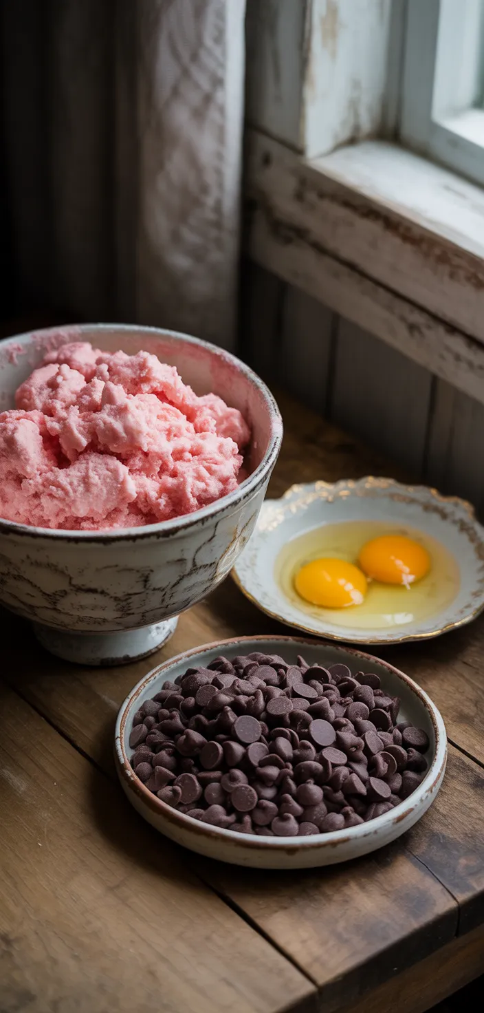 Ingredients photo for Strawberry Cake Mix Cookies Recipe