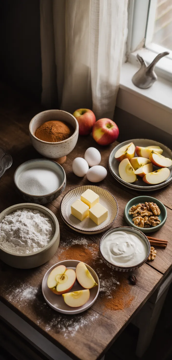 Ingredients photo for The BEST Cinnamon Apple Cake Recipe