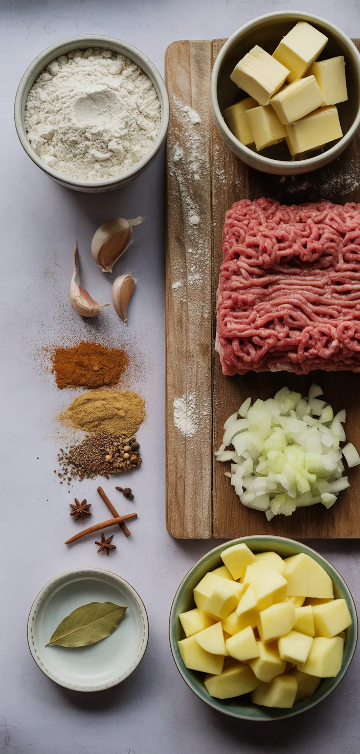 Ingredients photo for Tourtière French-Canadian Meat Pie Recipe