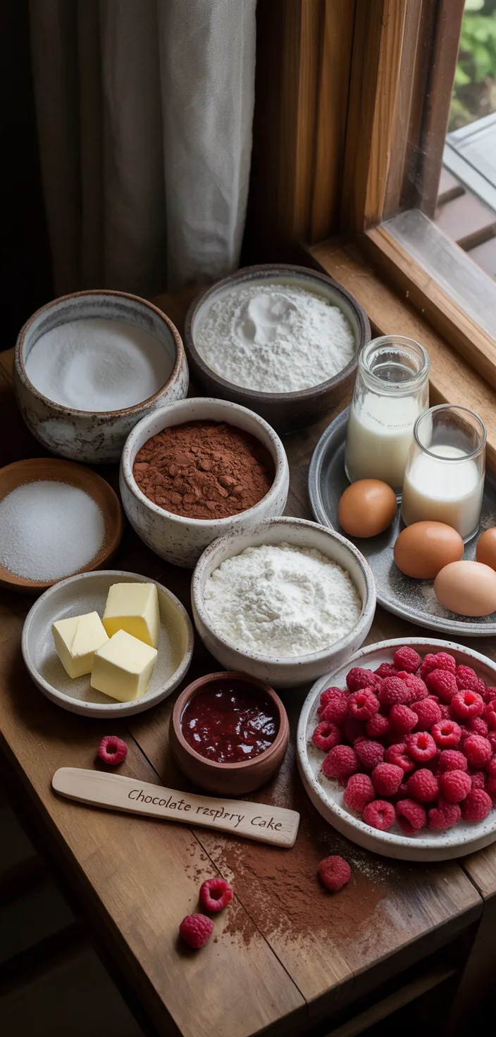 Ingredients photo for Chocolate Raspberry Cake Recipe