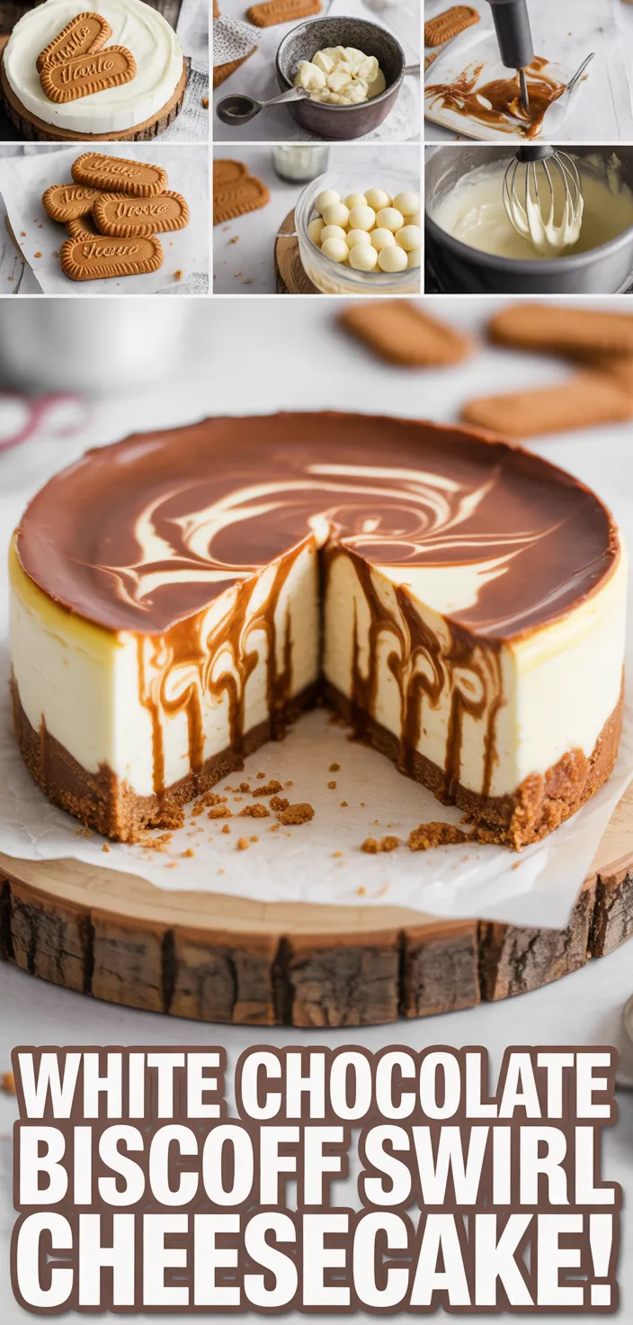 White Chocolate Biscoff Swirl Cheesecake! Recipe