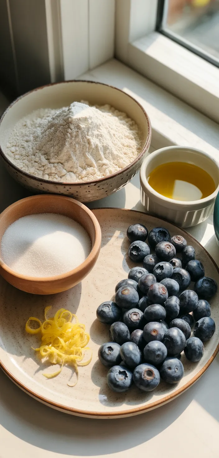 Ingredients photo for Easy Vegan Lemon Blueberry Cake Recipe