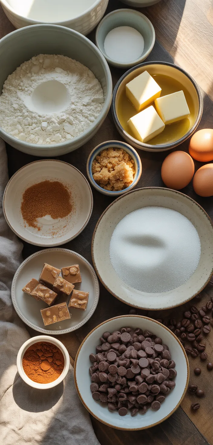Ingredients photo for Espresso Toffee Chocolate Chip Cookies Recipe