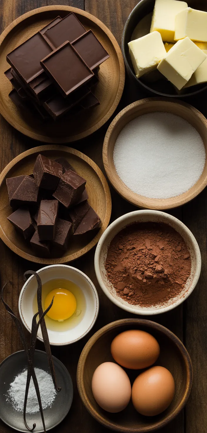 Ingredients photo for Flourless Chocolate Truffle Cake Recipe